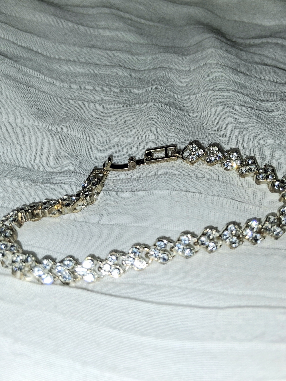 Silver-Tone Crystal Tennis Bracelet - Clear - Picture 2 of 5